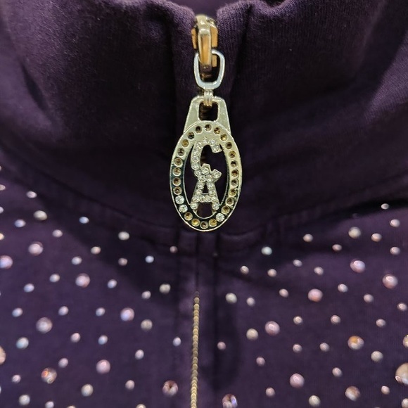 Christine Alexander Y2K Womens Purple Jogger Track Suit Swarovski Crystals Sz XL - Picture 9 of 15